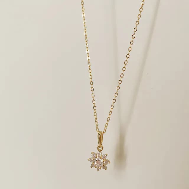 【CReAM】Heloise小花朵亮鑽式鍍金色銀色女項鍊(生日 禮物 送禮 禮盒)