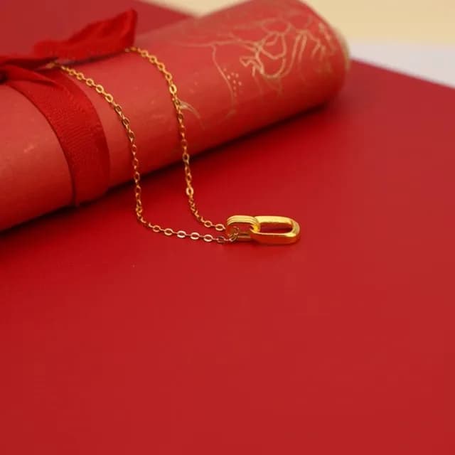 【Penny珮妮】999黃金環環相扣吊墜項鍊(母親節禮物 交換禮物 送女友 生日禮物 情人節 尾牙 新年禮物 結婚)