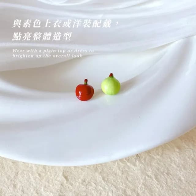 【甜美獨特】雙色蘋果造型耳釘(小眾 可愛 百搭 氣質 耳環 創意)