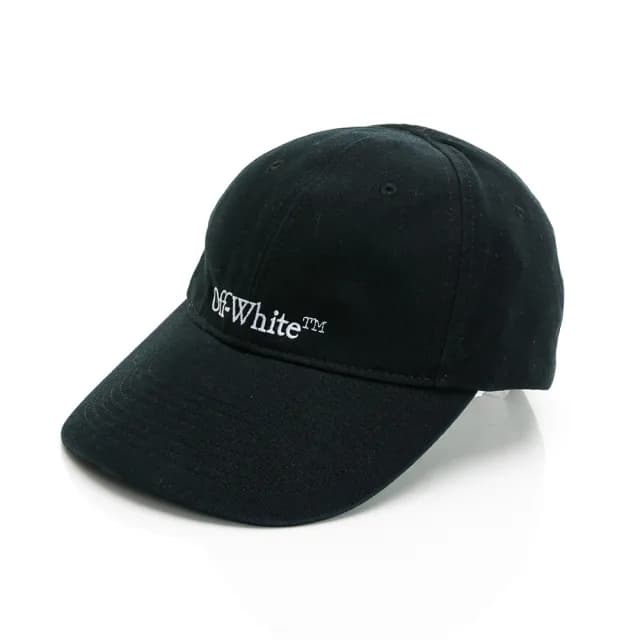 【OFF-WHITE】Bookish棒球帽(黑/白色小型刺繡-S)