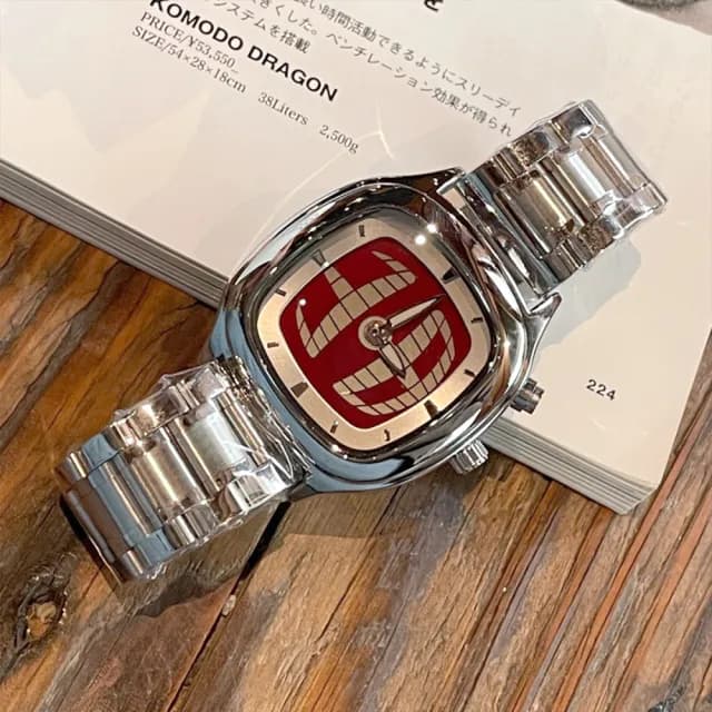 【LEESA】動態數字顯示\男生手錶\防水包 手錶\夜光\石英錶\方形手錶\不鏽鋼錶帶\搭配小物\