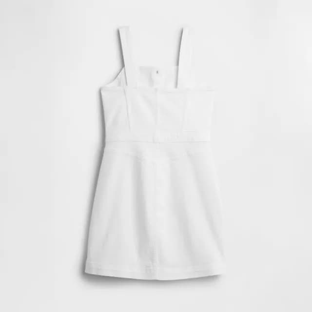 【GAP】女童裝 方領吊帶洋裝-白色(782465)