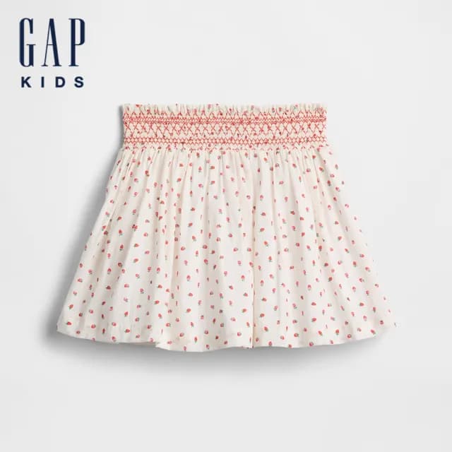 【GAP】女童裝 印花鬆緊短裙-白色(781908)