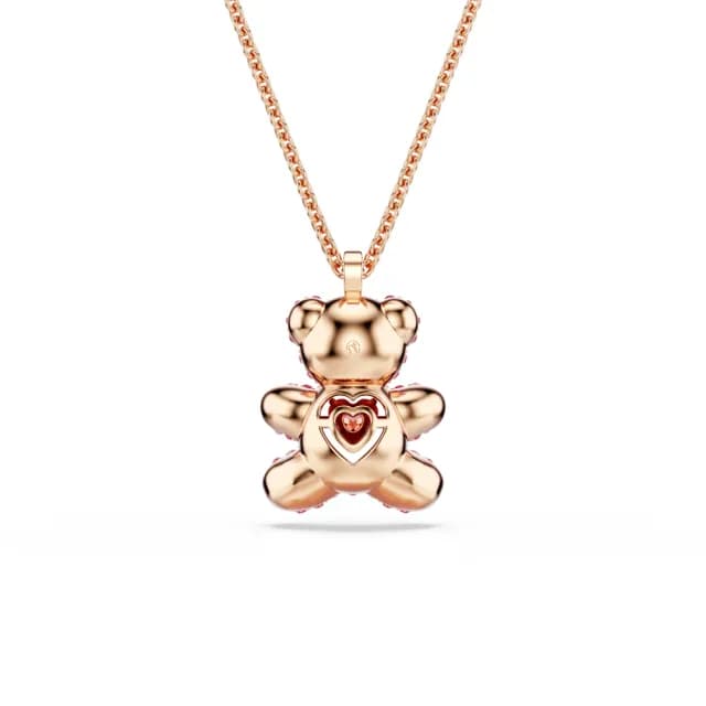 【SWAROVSKI 施華洛世奇】Teddy 鏈墜  泰迪熊 粉紅色 鍍玫瑰金色(情人節禮物)