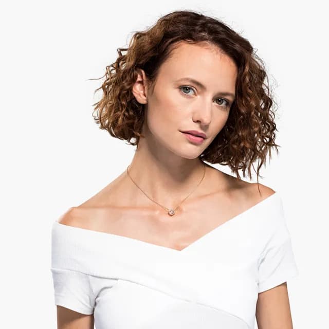 【SWAROVSKI 施華洛世奇】Una 項鏈 幸運草 粉紅色 鍍玫瑰金色(情人節禮物)