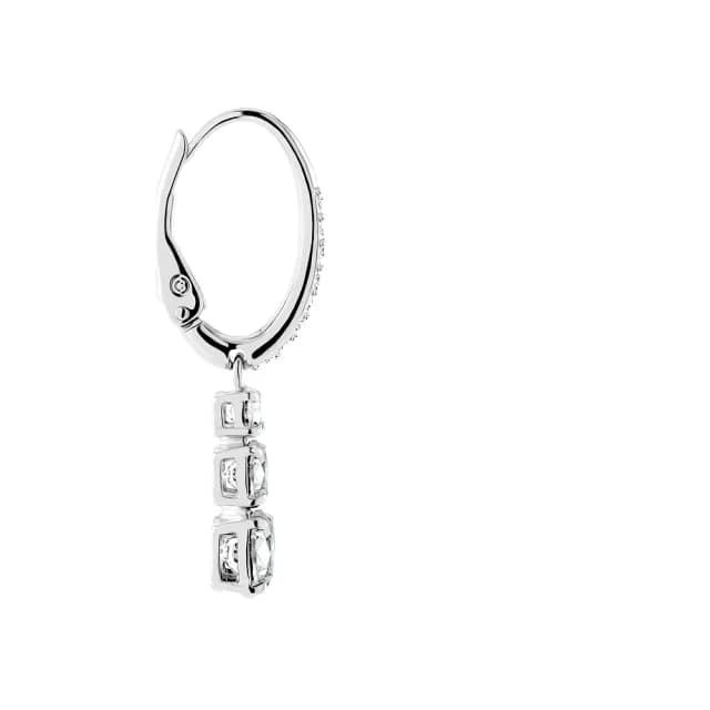 【SWAROVSKI 施華洛世奇】Stilla Attract 大圈耳環 圓形切割 白色 鍍白金色