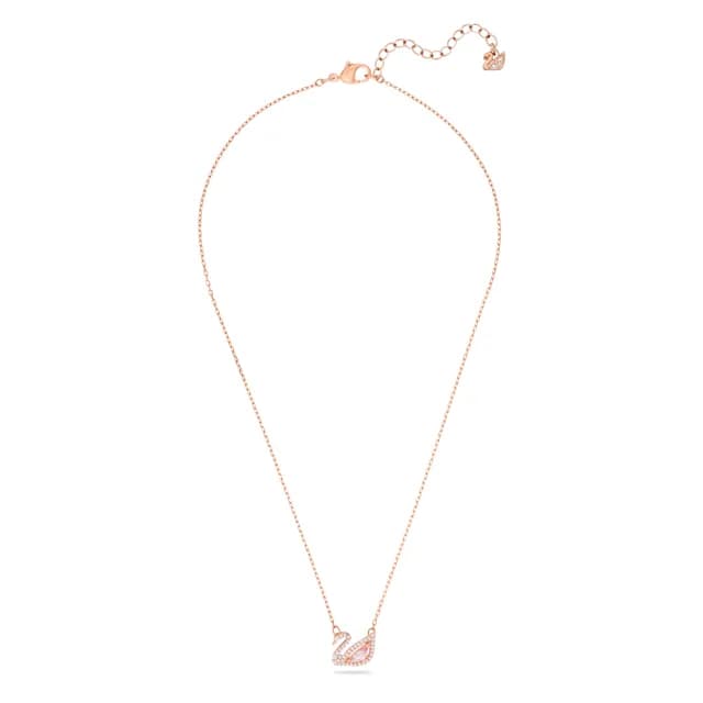 【SWAROVSKI 施華洛世奇】Swan 項鏈 天鵝 粉紅色 鍍玫瑰金色(情人節禮物)