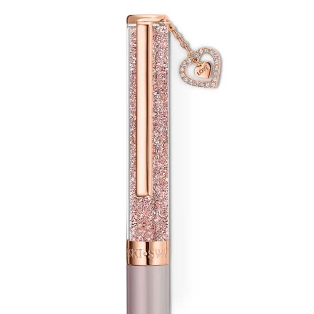 【SWAROVSKI 施華洛世奇】Crystalline 圓珠筆 心形 粉紅色 鍍玫瑰金色(情人節禮物)