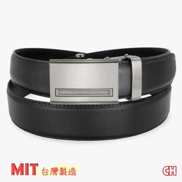 【CH-BELT 銓丞皮帶】父親節禮物 男士自動扣皮帶 免打孔 男紳士皮帶腰帶(黑)
