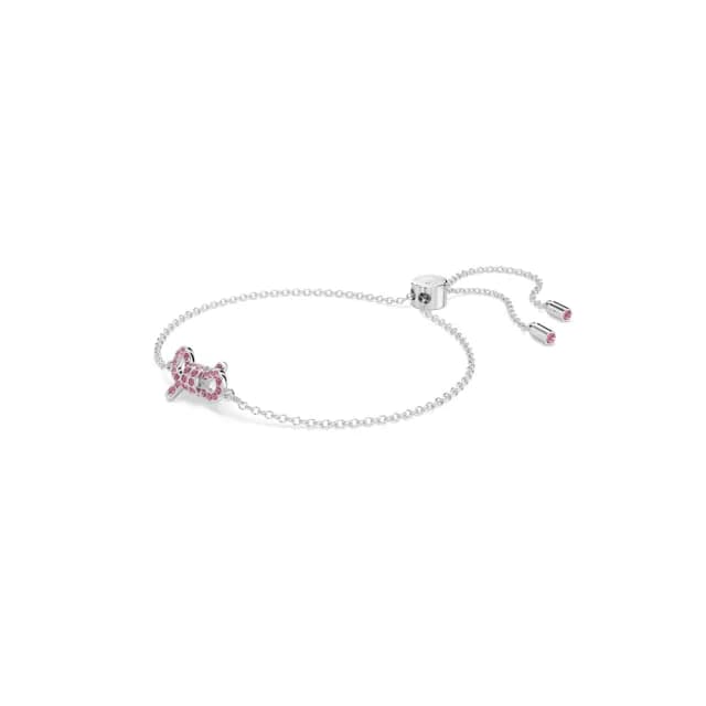 【SWAROVSKI 施華洛世奇】Lifelong Bow 手鏈 蝴蝶結 粉紅色 鍍白金色(情人節禮物)