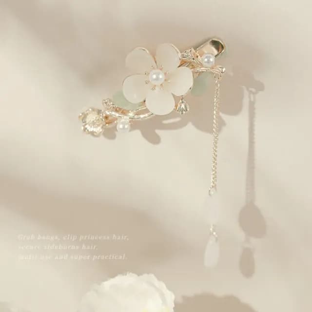 【仙氣爆棚】古典流蘇花朵小抓夾2入(側邊夾 瀏海夾 一字夾 髮夾 髮飾 頭飾 鯊魚夾 七夕 情人節 禮物)