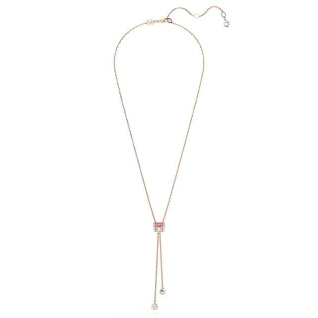 【SWAROVSKI 施華洛世奇】Connexus Y字形鏈墜 混合式切割 Love is around 粉紅色 鍍玫瑰金色(情人節禮物)