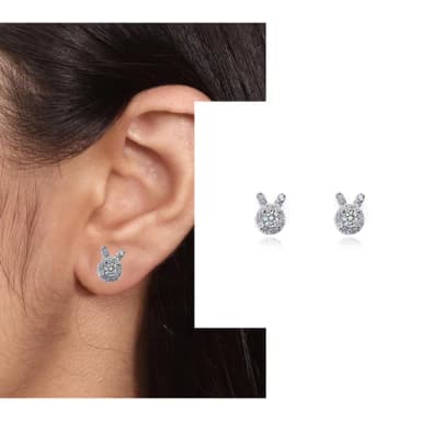 【Luster】618限定!兔子 30分 D/VS 培育鑽 純銀 鑽石耳環(培育鑽石x2總重0.60ct)