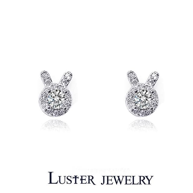 【Luster】618限定!兔子 30分 D/VS 培育鑽 純銀 鑽石耳環(培育鑽石x2總重0.60ct)