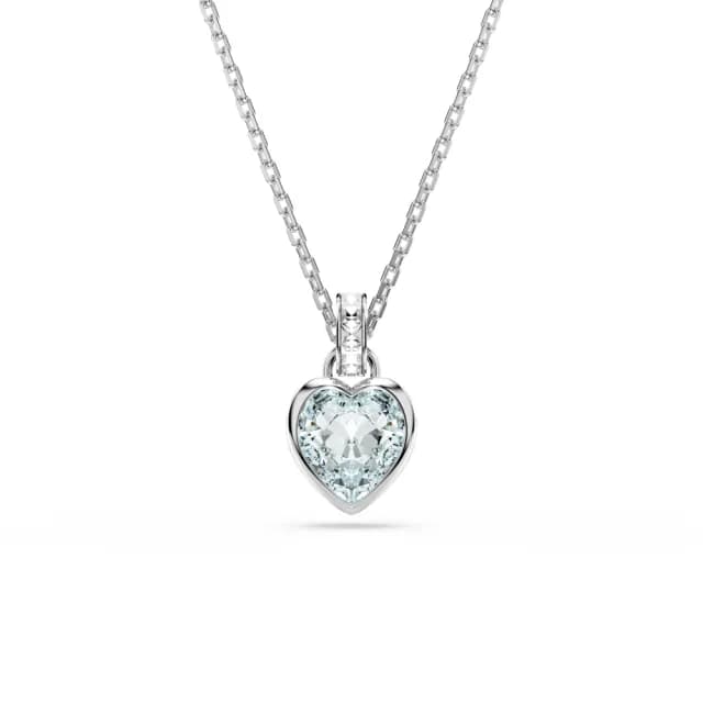 【SWAROVSKI 施華洛世奇】Imber 鏈墜 心形切割 心形 藍色 鍍白金色(情人節禮物)