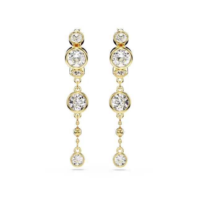 【SWAROVSKI 施華洛世奇】Imber 水滴形耳環 圓形切割 白色 多種金屬潤飾
