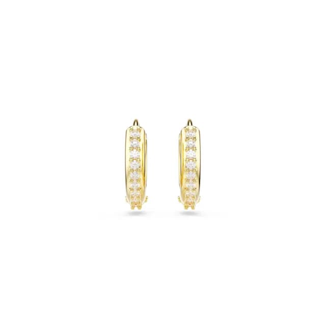 【SWAROVSKI 施華洛世奇】Matrix 大圈耳環 圓形切割 白色 鍍金色
