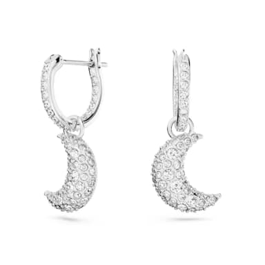 【SWAROVSKI 施華洛世奇】Sublima 水滴形耳環 月亮 白色 鍍白金色