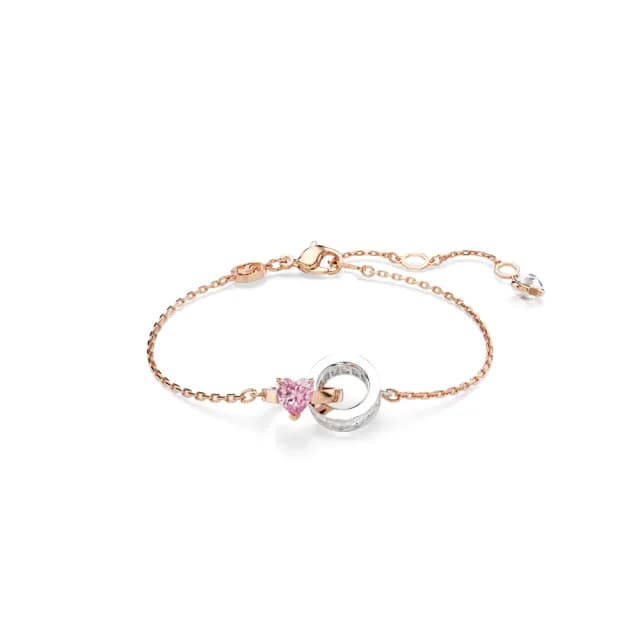 【SWAROVSKI 施華洛世奇】Connexus 手鏈 混合式切割 心形 粉紅色 多種金屬潤飾(情人節禮物)