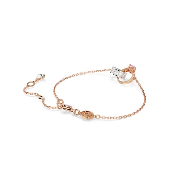 【SWAROVSKI 施華洛世奇】Connexus 手鏈 混合式切割 心形 粉紅色 多種金屬潤飾(情人節禮物)