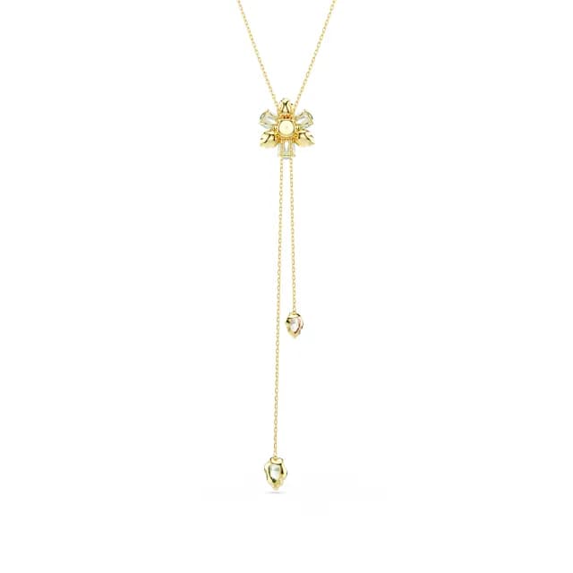 【SWAROVSKI 施華洛世奇】Idyllia Y 字形鏈墜 混合式切割 花朵 漸層色 鍍金色