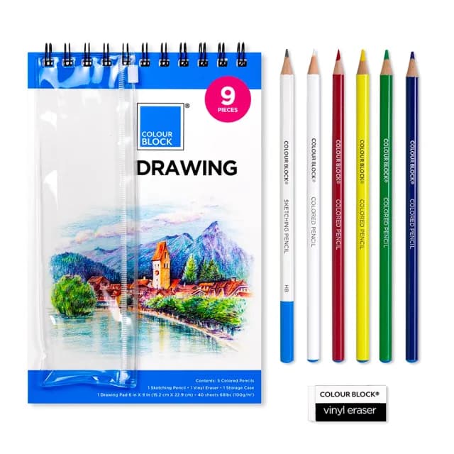 【COLOUR BLOCK】素描色鉛小畫包 入門繪圖五件組(假日畫畫推薦 畢業禮推薦 隨身畫畫包)