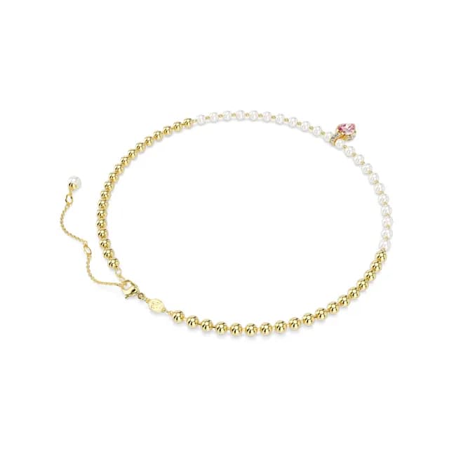 【SWAROVSKI 施華洛世奇】Imber 項鏈 水晶珍珠 心形切割 心形 粉紅色 鍍金色(情人節禮物)