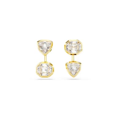 【SWAROVSKI 施華洛世奇】Imber 耳環袋 非對稱設計 混合式切割 白色 鍍金色