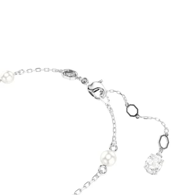 【SWAROVSKI 施華洛世奇】Snake 手鏈 水晶珍珠 混合式切割 蛇年 白色 鍍白金色(情人節禮物)