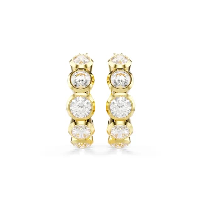 【SWAROVSKI 施華洛世奇】Imber 大圈耳環 圓形切割 白色 鍍金色(情人節禮物)