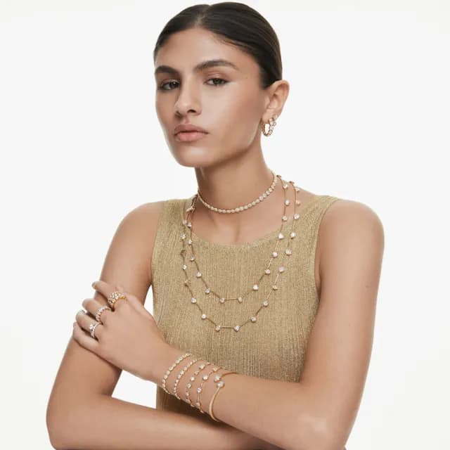 【SWAROVSKI 施華洛世奇】Imber 大圈耳環 圓形切割 白色 鍍金色(情人節禮物)