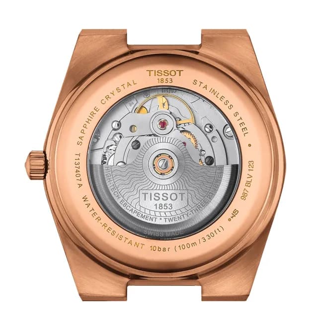 【TISSOT 天梭 官方授權】PRX 70年代復刻機械錶-午夜藍x玫瑰金 送禮 推薦(T1374073304100)