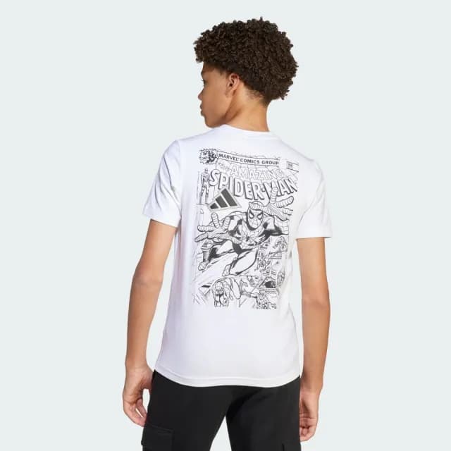【adidas 愛迪達】MARVEL 蜘蛛人 短袖上衣 T恤 童裝 JM0819