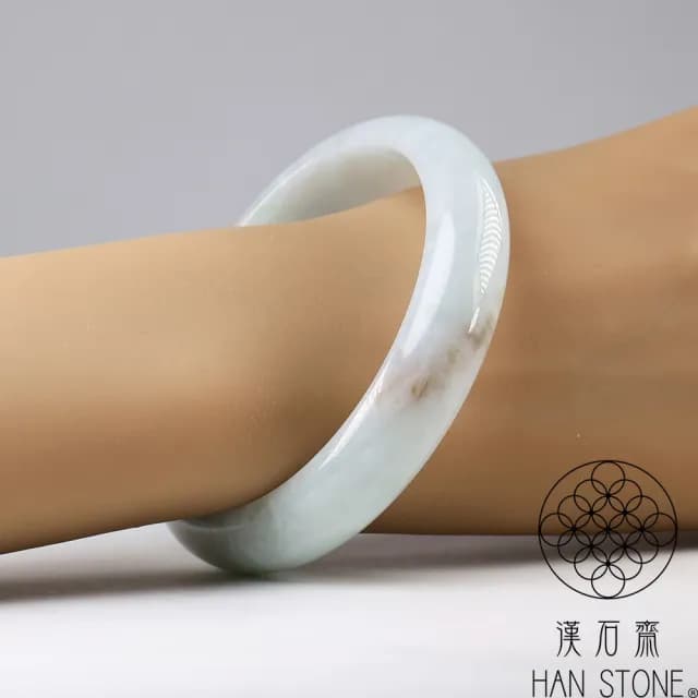 【漢石齋】情人節禮物 天然翡翠A貨 手鐲玉鐲 飄花種帶紅翡(手圍19.7/版寬14.5mm)