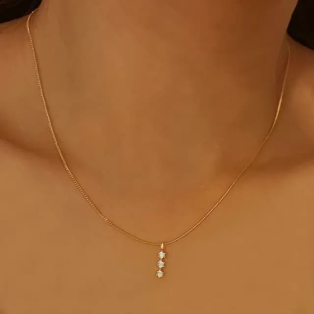 【CReAM】Lindsay 耀眼三鑽鍍金色女項鍊(生日 禮物 送禮 禮盒)