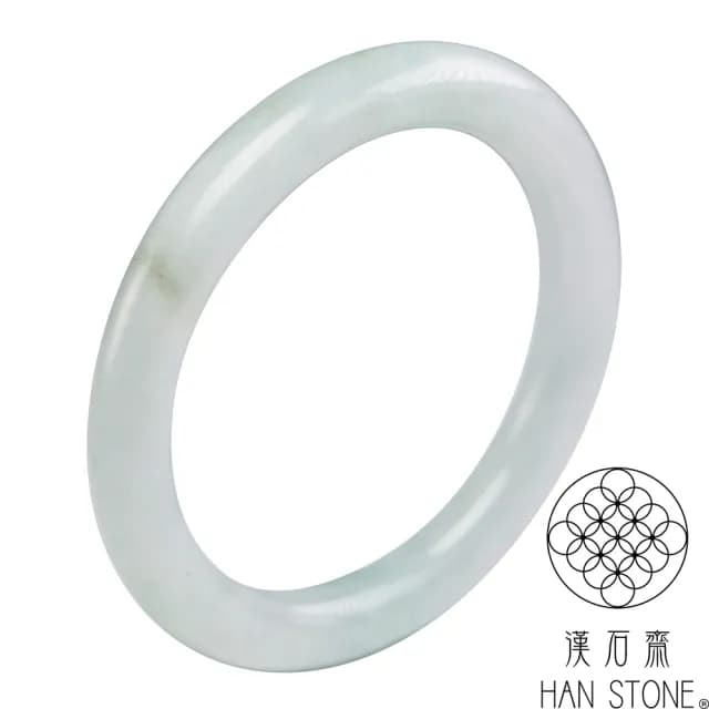 【漢石齋】情人節禮物 天然翡翠A貨 圓條手鐲玉鐲 淺色飄花種(手圍18.2/版寬8.9mm)