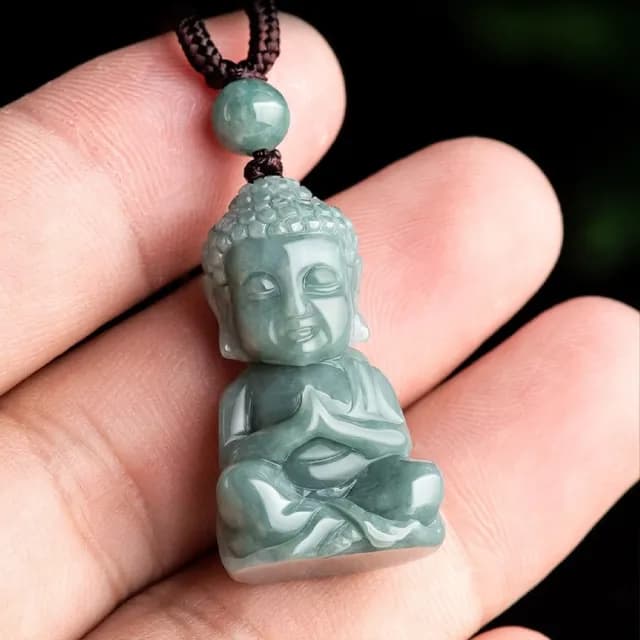 【LEESA】情人節禮物 玉珮玉墜\佛祖項鍊\項鍊\女生項鍊\保平安\開運招財\佛祖\翡翠\平安牌\避邪消☆\玉石掛