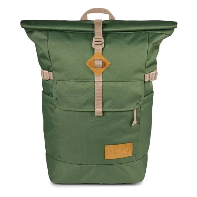 【JANSPORT】情人節禮物 HATCHET ROLLTOP 捲蓋式後背包 軍綠色(JS0A86DKKM1)
