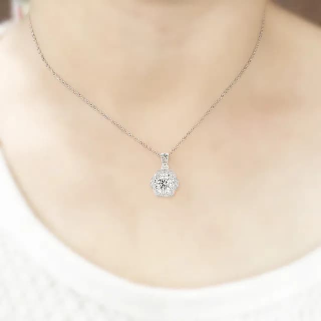 【AURORA 歐羅拉】GIA 50分  D SI2 3VG  天然鑽石 鑽墜 項鍊 圓鑽 八心八箭  花情