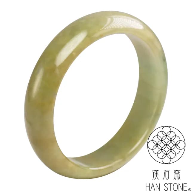 【漢石齋】情人節禮物 天然翡翠A貨 手鐲玉鐲 黃翡種飄花(手圍18.5/版寬15.7mm)