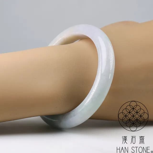 【漢石齋】情人節禮物 天然翡翠A貨 手鐲玉鐲 三彩飄花種(手圍18/版寬10.7mm)