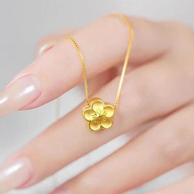 【Penny珮妮】黃金999迷你桃花吊墜項鍊(母親節 交換禮物 送女友 送閨蜜 生日禮 情人節 尾牙 新年 結婚)