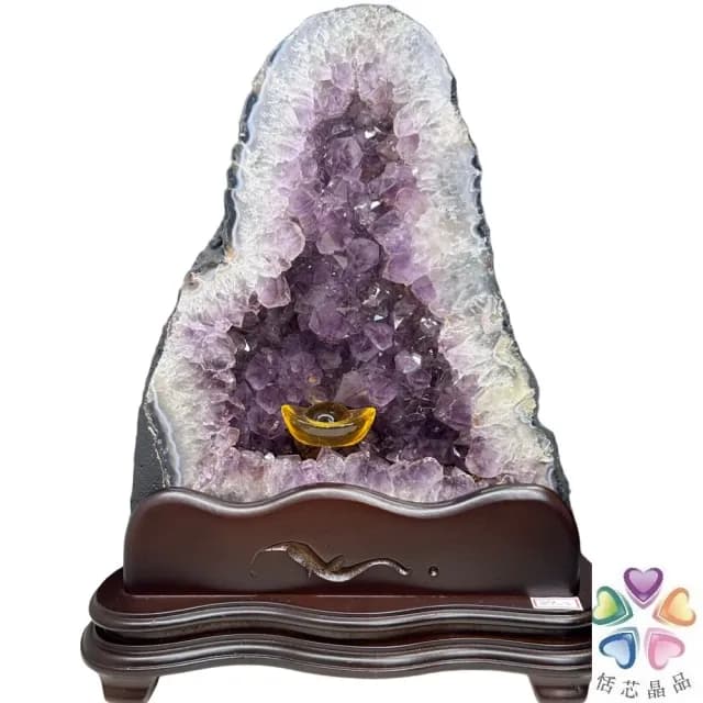 【恬芯晶品】7.6kg精選巴西金型紫水晶洞新居財位擺設OK33(紫鈦晶晶洞開運招財招貴人開業財位新春禮物)