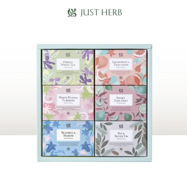 【JustHerb 香草集】花植沐浴香氛皂180g 6入禮盒(送禮推薦/生日/情人/長輩/喬遷)