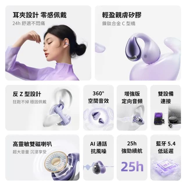 【QCY】Crossky C30 開放式真無線藍牙耳夾(AI降噪/防水/防汗)