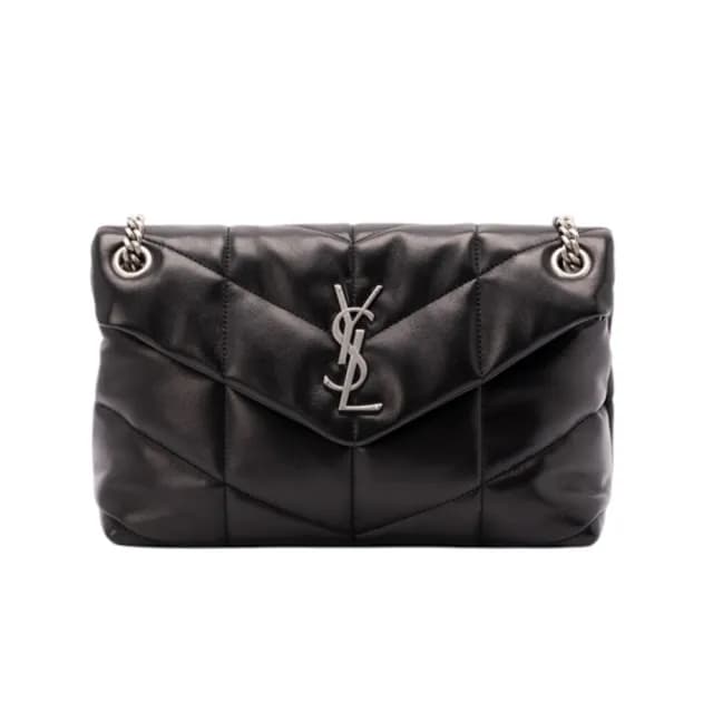 【YSL】SAINT LAURENT Small Puffer 小款 小羊皮 銀鍊條 肩背包 斜背包 黑色 577476