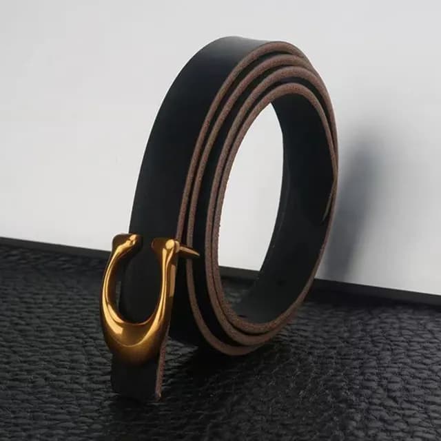 【LEESA】C字腰帶\牛皮皮帶\黑色腰帶\洋裝腰帶\真皮皮帶\禮物\皮帶\腰帶\真皮腰帶\細腰帶\女腰帶\搭配 