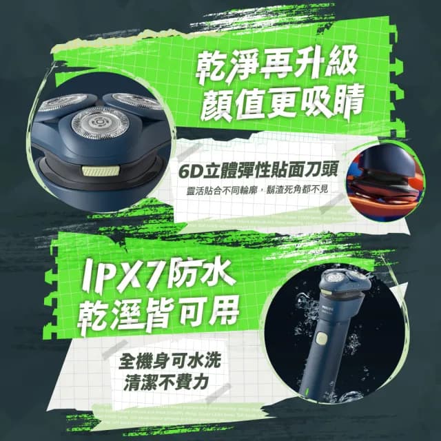 【Philips 飛利浦】潮流系列 三刀頭電鬍刀 S2881/02 隨貨贈行動電源(限量潮盒組)
