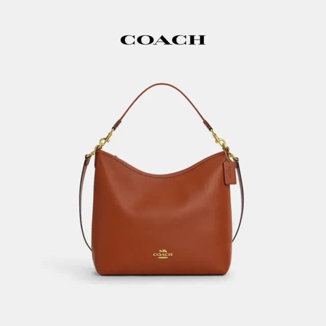 【COACH】蔻馳官方直營 LAUREL大號單肩手袋-IM/棕黃色(CBG98)