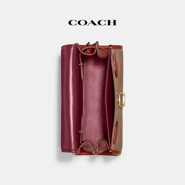 【COACH】蔻馳官方直營 SAMMY經典Logo頂部手柄手袋-B4/棕黃色 鏽紅色(CH724)